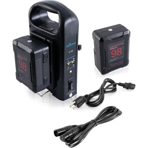 2x Micro-Series 98Wh V-Mount Li-Ion Batteries (RED Compatible) and Dual V-Mount Battery Charger Kit RED Digital Cinema DSMC2 Cameras Indipro