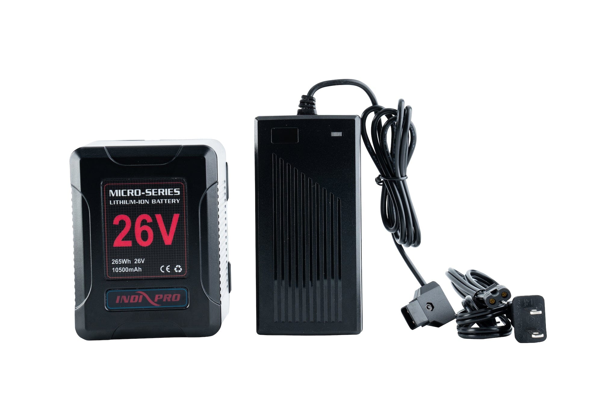 Micro-Series 26V 260Wh Lithium-Ion Battery (V-Mount) & D-Tap Charger Kit Indipro