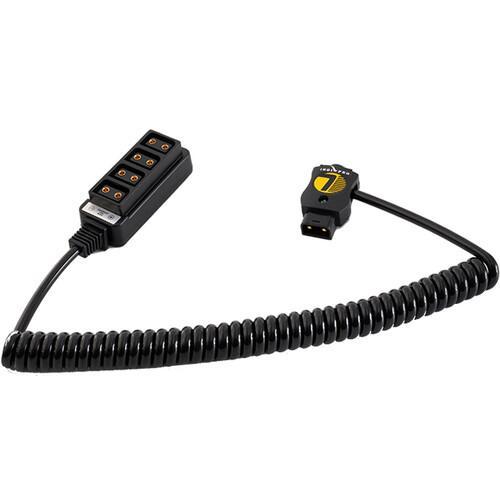 SafeTap Connector Cable to Coiled 4-Way D-Tap Splitter Cable Converter (24-36", Non- Regulated) Indipro 