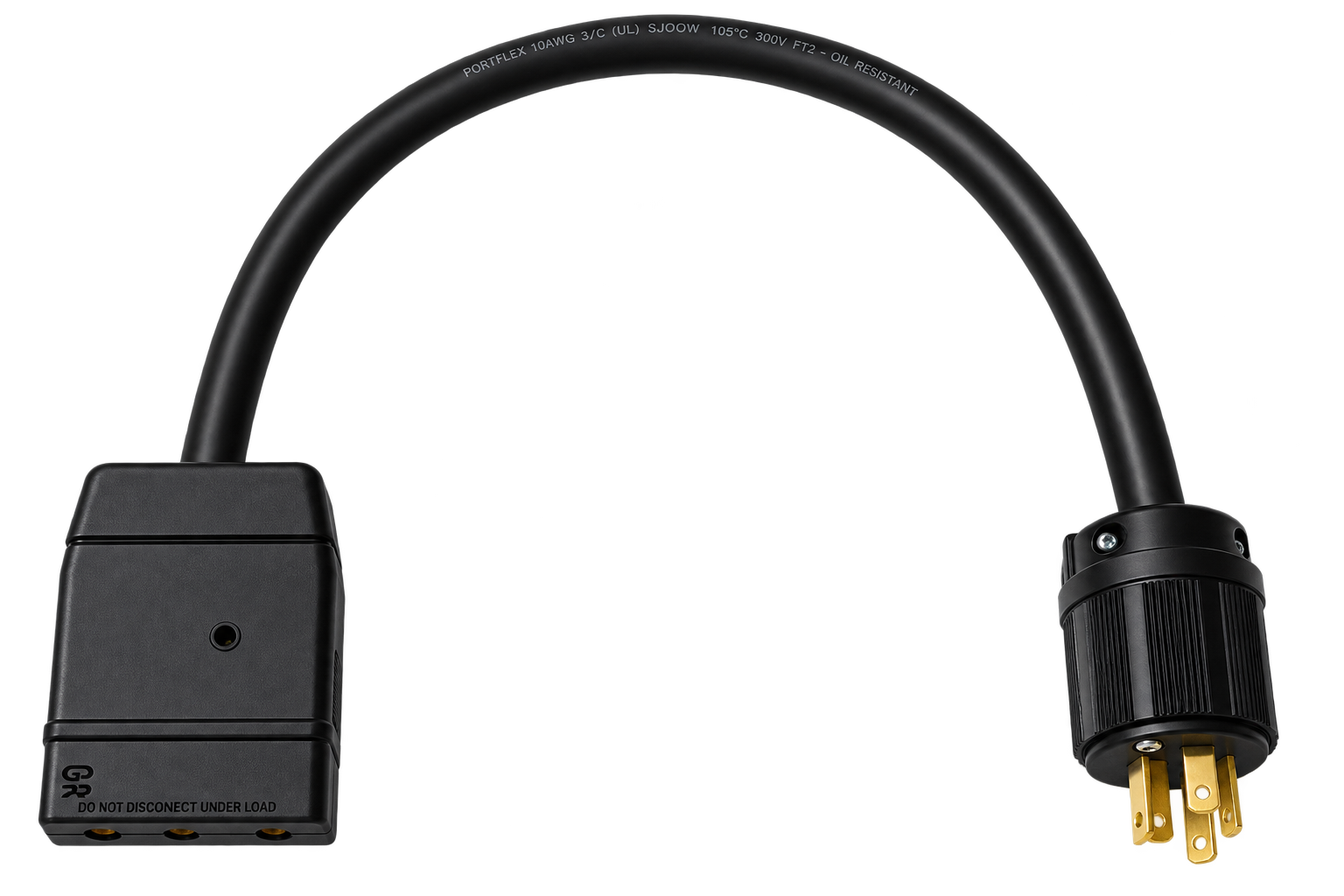 Indipro 240V Twistlock Adapter – 30A/240V 4-Pin Twist-Lock to 60A/240V Female Bates (24")