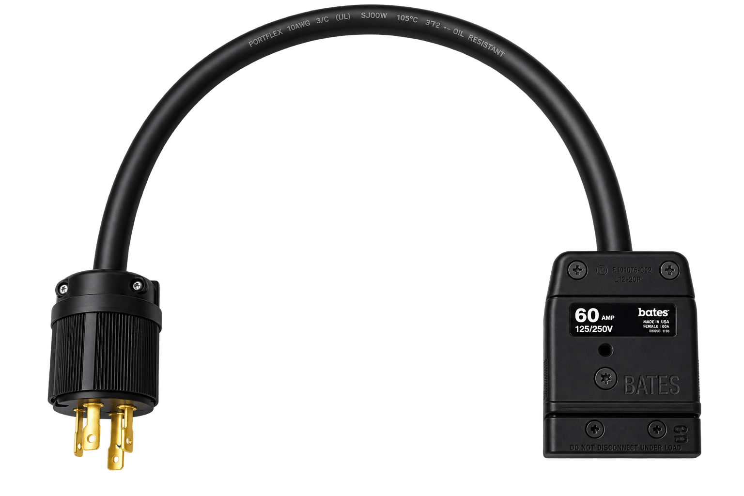 Indipro 240V Twistlock Adapter – 30A/240V 4-Pin Twist-Lock to 60A/240V Female Bates (24") Power Cable Indipro Tools 