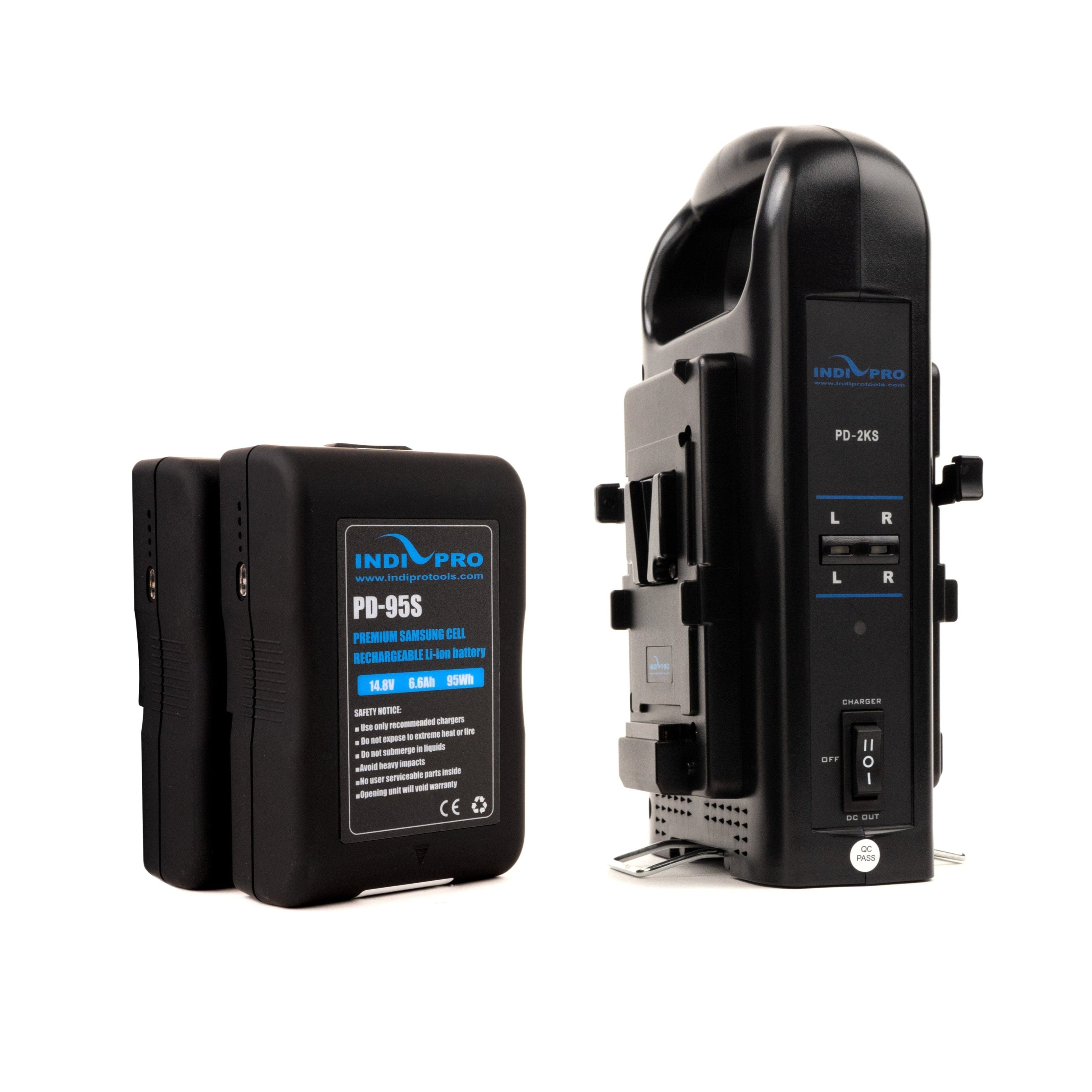 Indipro 2x Compact Series 95Wh Li-Ion Batteries and Dual V-Mount Charger Kit (V-Mount) Charger Kit Indipro 