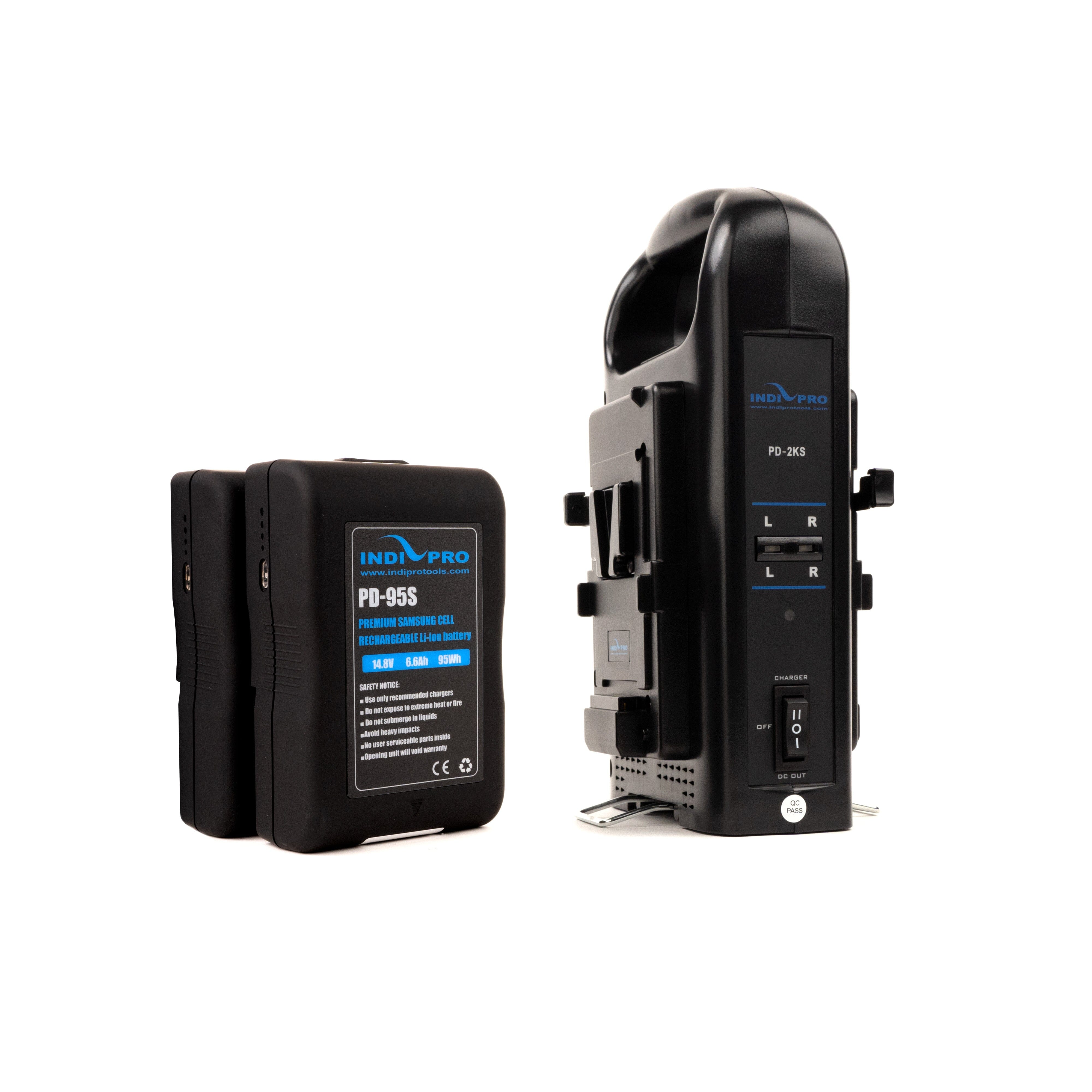 Indipro 2x Compact Series 95Wh Li-Ion Batteries and Dual V-Mount Charger Kit (V-Mount) Charger Kit Indipro 