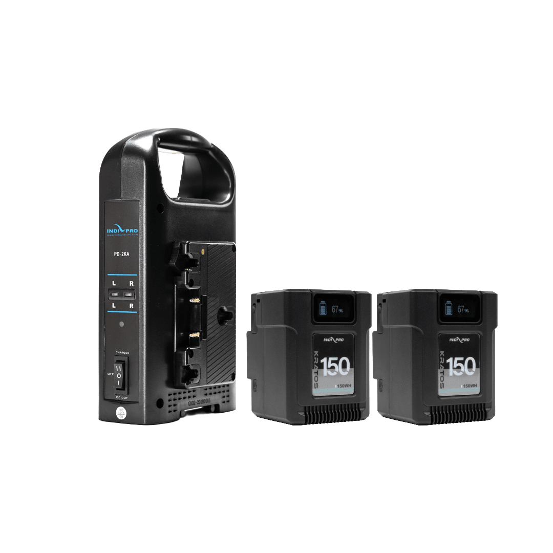 Indipro 2x Kratos 150Wh Gold Mount Li-Ion Batteries & Dual Battery Charger Kit Battery Kit Indipro 