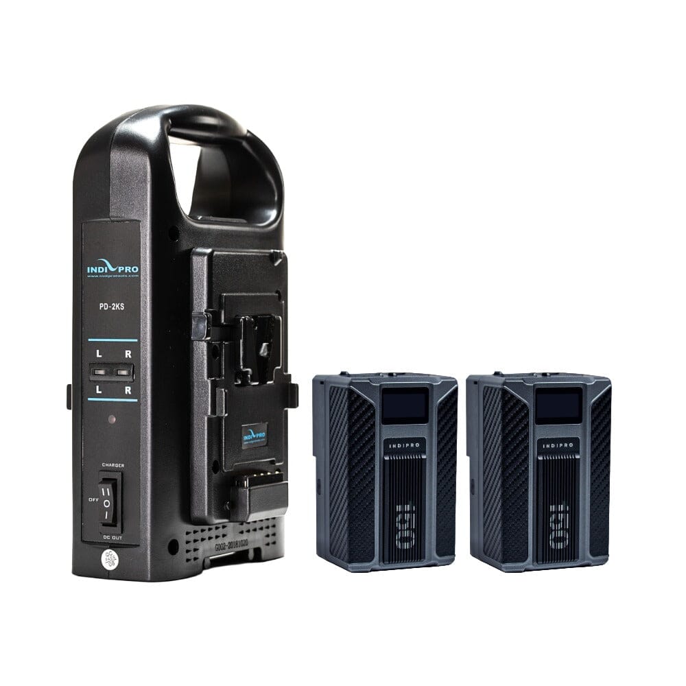 Indipro 2x Kratos 150Wh V-Mount Li-Ion Batteries and Dual V-Mount Battery Charger Kit Battery Kit Indipro 