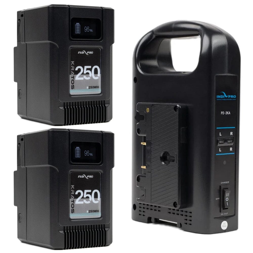 Indipro 2x Kratos 250Wh Gold Mount Li-Ion Batteries & Dual Battery Charger Kit Battery Kit Indipro 