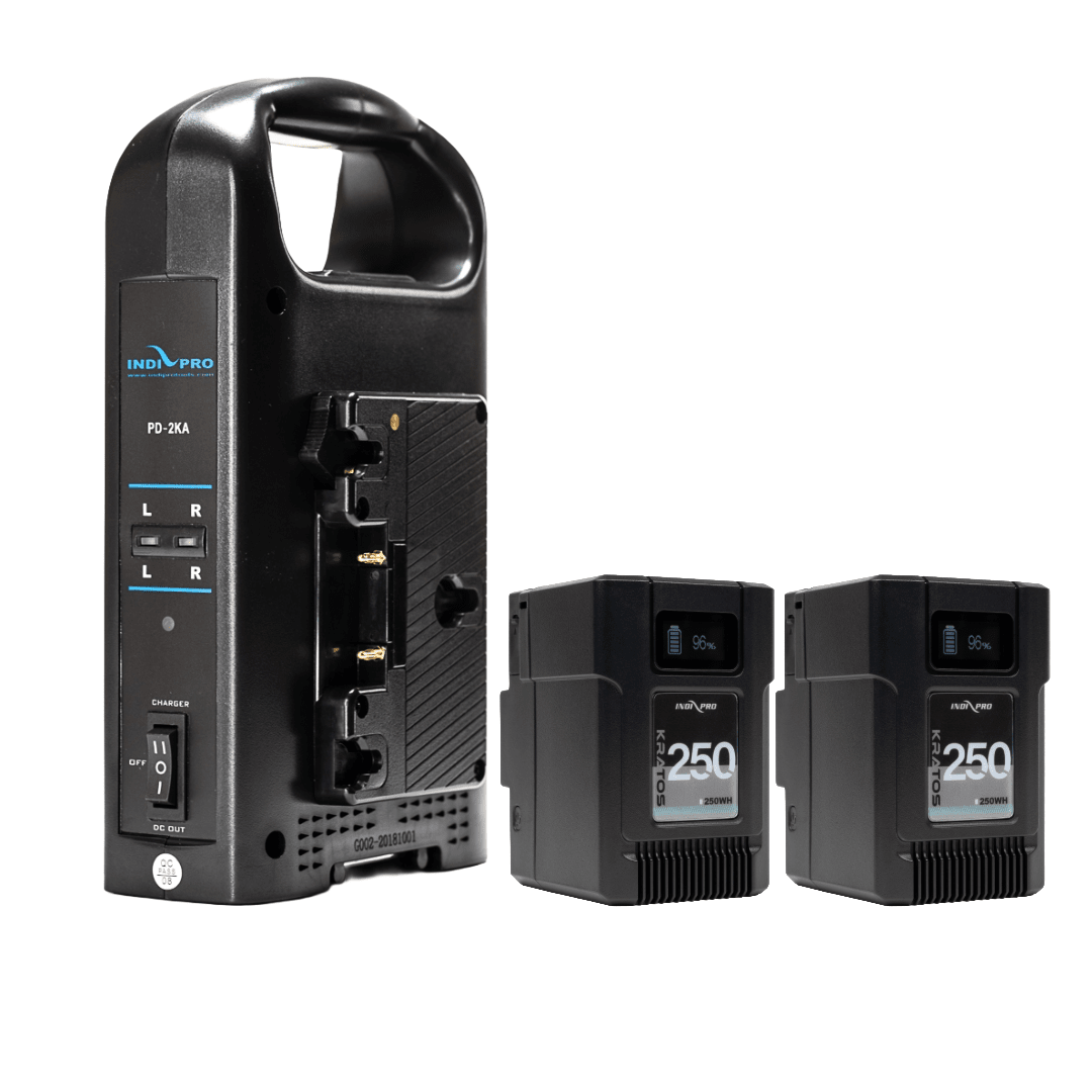 Indipro 2x Kratos 250Wh Gold Mount Li-Ion Batteries & Dual Battery Charger Kit Battery Kit Indipro 