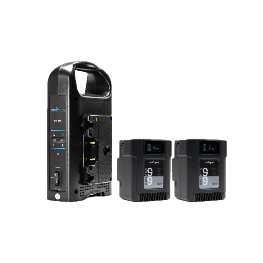 Indipro 2x Kratos 99Wh Gold Mount Li-Ion Batteries & Dual Battery Charger Kit Battery Kit Indipro 