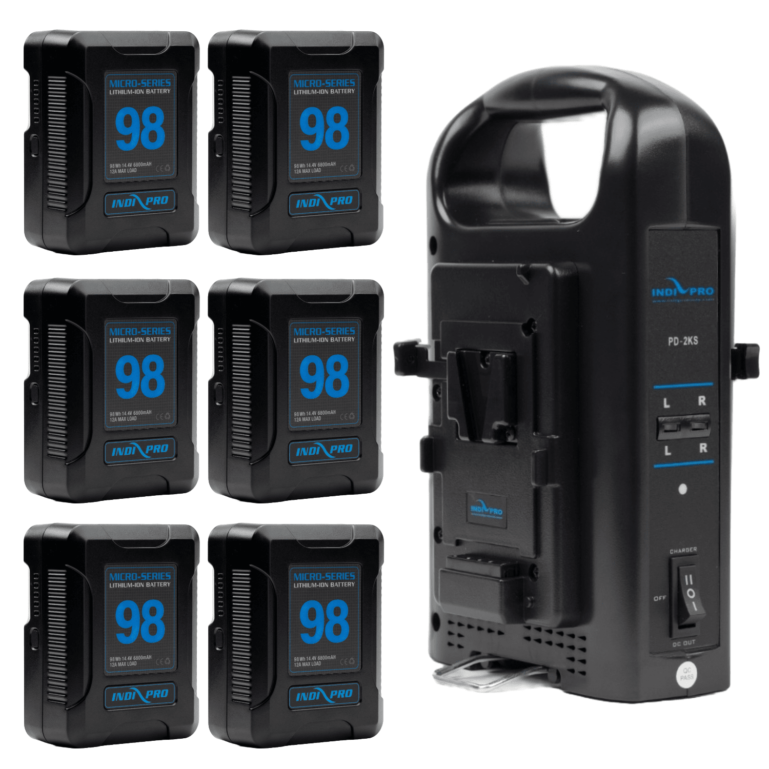 Indipro 6x Micro-Series 98Wh V-Mount Li-Ion Batteries and Dual V-Mount Battery Charger Kit Battery Kit Indipro Tools 