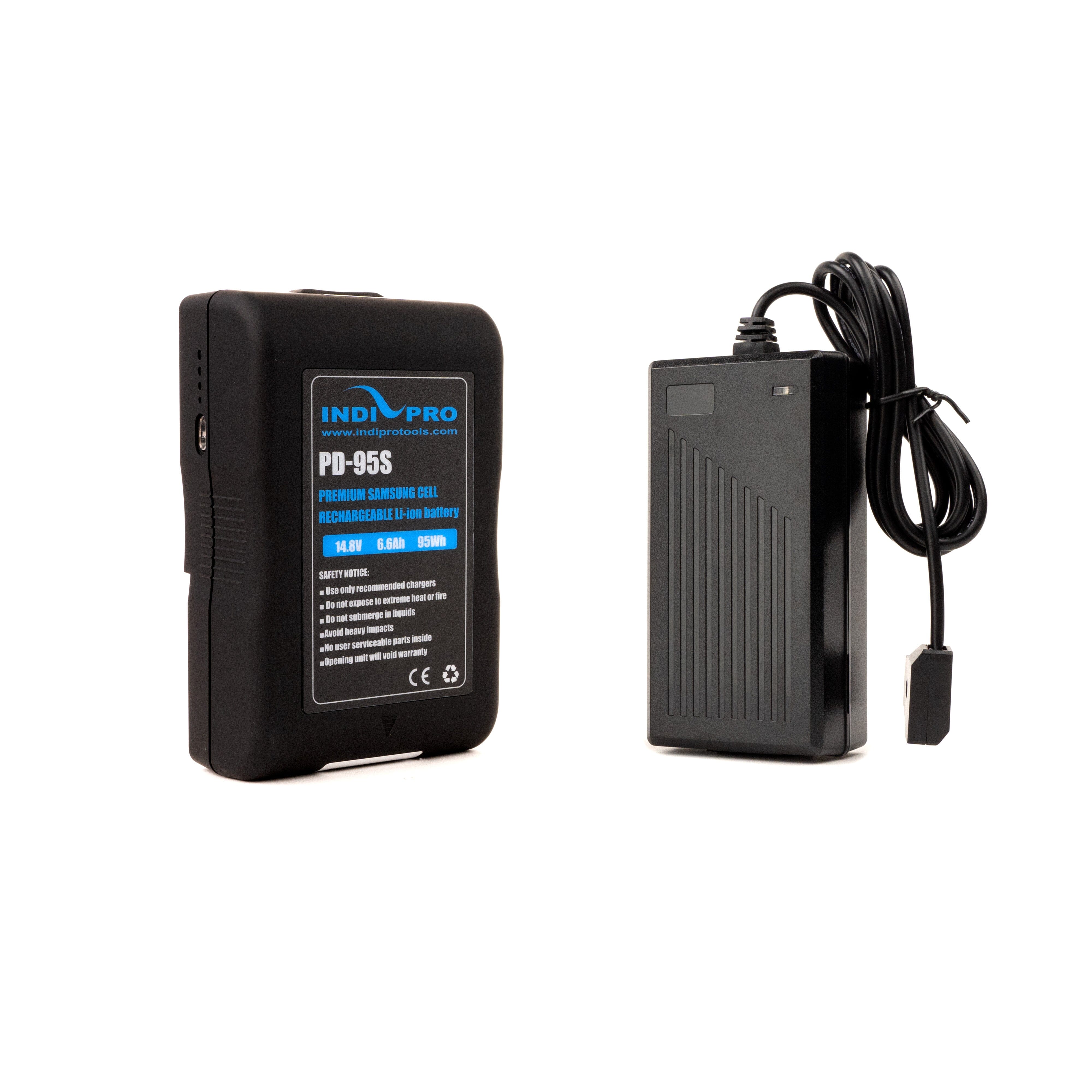 Indipro Compact 95Wh V-Mount Li-Ion Battery and D-Tap Pro Charger (2.5A) Kit Battery Kit Indipro 