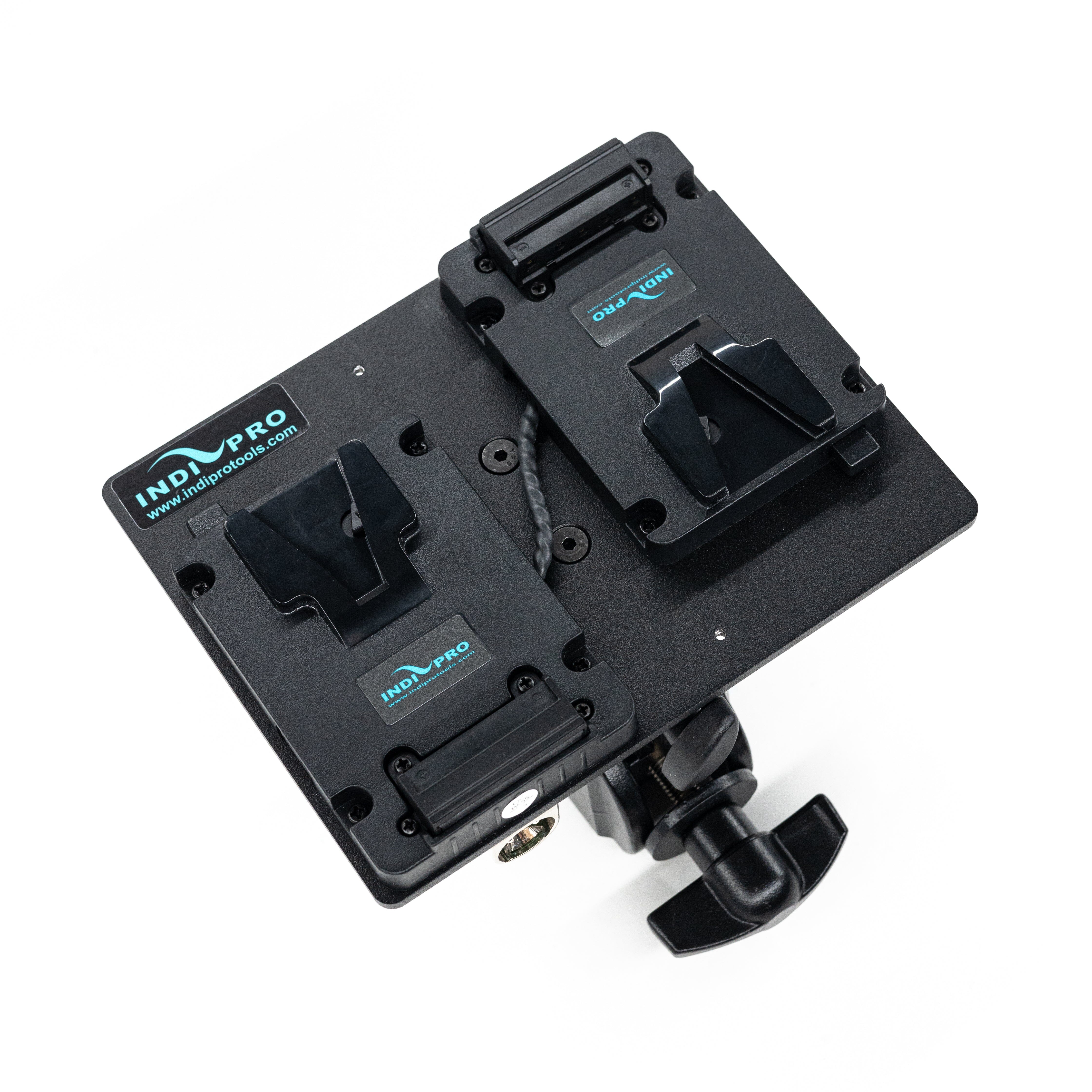 Indipro Dual V-Mount Battery Plate with 3-Pin XLR Output & Locking Clamp Dual Battery Adapter Plates Indipro 