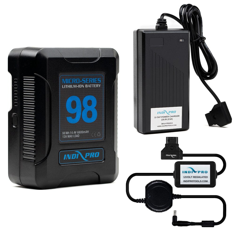 Indipro Micro Series 98Wh V-Mount Battery, Charger & D-Tap for Sony PXW-FX9 Bundle Battery Bundle Indipro 