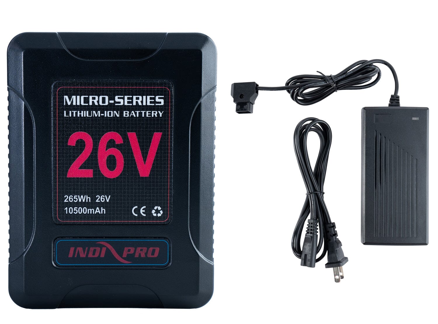 Micro-Series 26V 260Wh Lithium-Ion Battery (Gold Mount) & D-Tap Charger Kit Charger Kit Indipro 