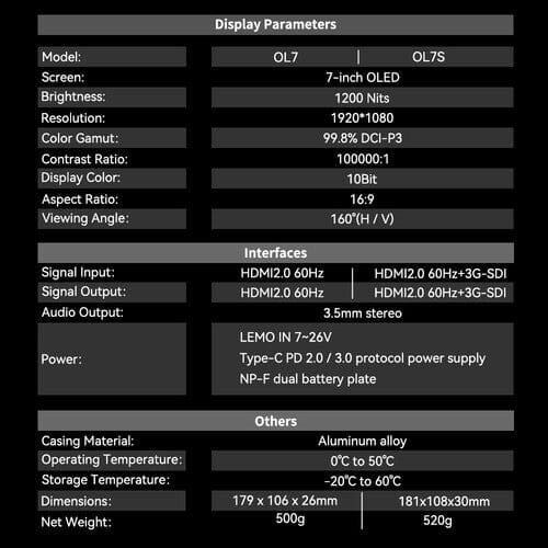 OL7 On-Camera Monitor Desview 