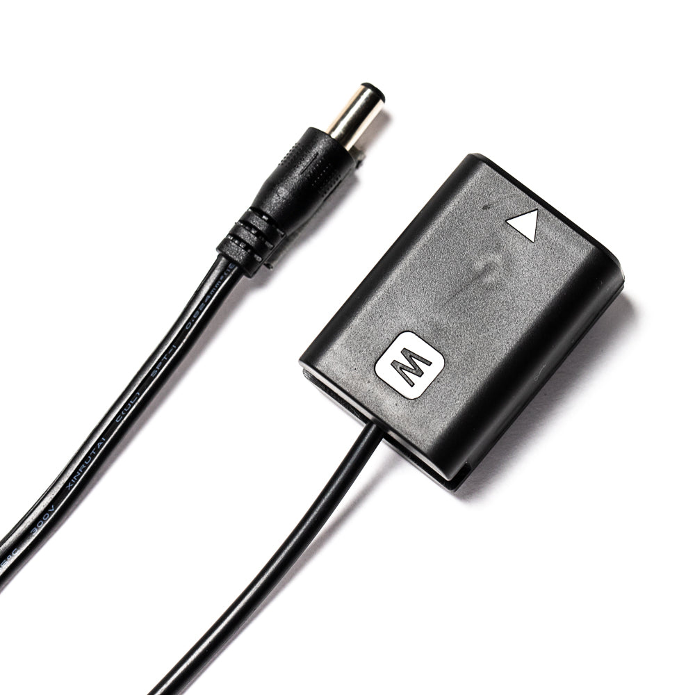 2.1mm Male Power Cable to Sony NP-FW50 Type Dummy Battery (20", Non-Regulated) a7, a7s, & a7rii Indipro 