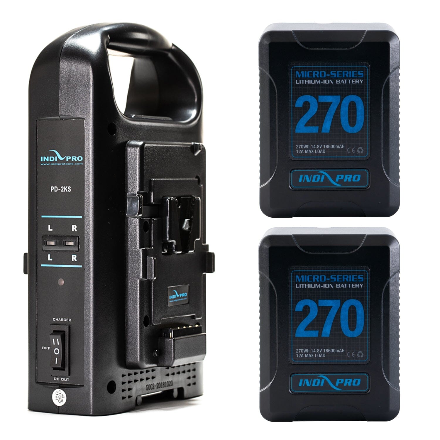 2x Micro-Series 270Wh V-Mount Li-Ion Batteries and Dual V-Mount Battery Charger Kit Indipro Tools 