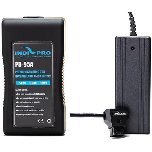 Compact 95Wh Gold Mount Li-Ion Battery and D-Tap Pro Charger (2.5A) Kit Indipro 