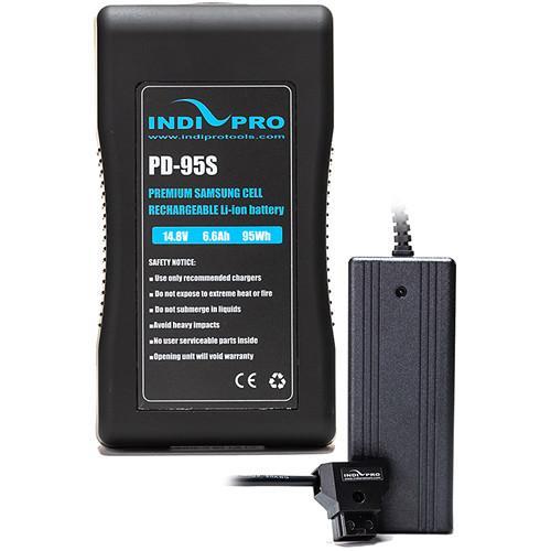 Compact 95Wh Li-Ion V-Mount Battery and D-Tap Pro Charger (2.5A) Kit Indipro 