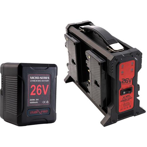 Micro-Series 26V 260Wh Lithium-Ion Battery and 26V Charger Kit (Gold Mount) Indipro 