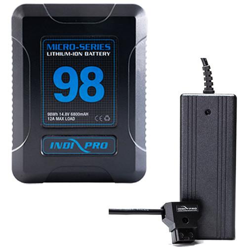 Micro-Series 98Wh Li-Ion V-Mount Battery and D-Tap Pro Charger (2.5A) Kit Indipro 