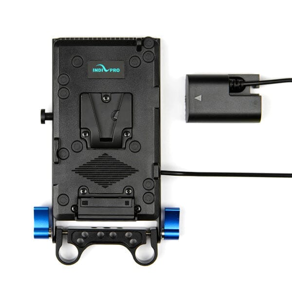 V-Mount Battery Adapter Plate with Canon LP-E6 Type Dummy Battery w/ 15mm Rod System (24") Battery Adapter Plate Indipro 